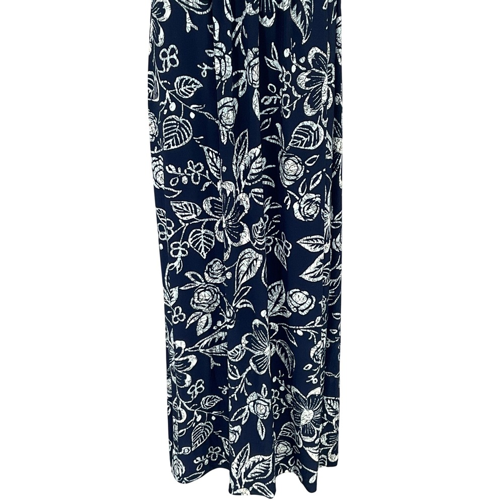 Chaps Navy Floral Print Sleeveless V‎ Neck Babydoll Maxi Dress Women's Size S - Picture 5 of 11